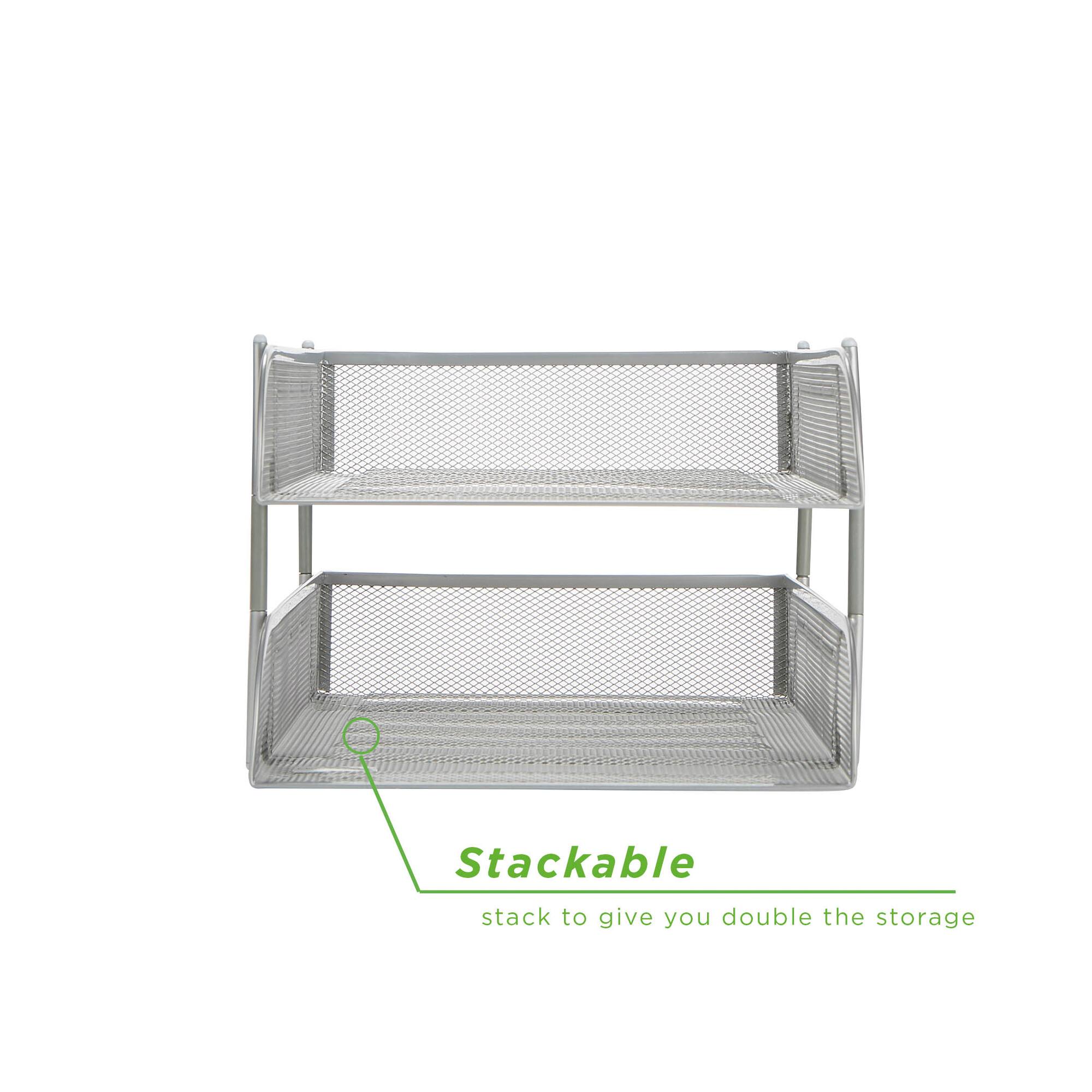 Mind Reader Silver 2 Piece Stackable Metal Mesh Letter Tray